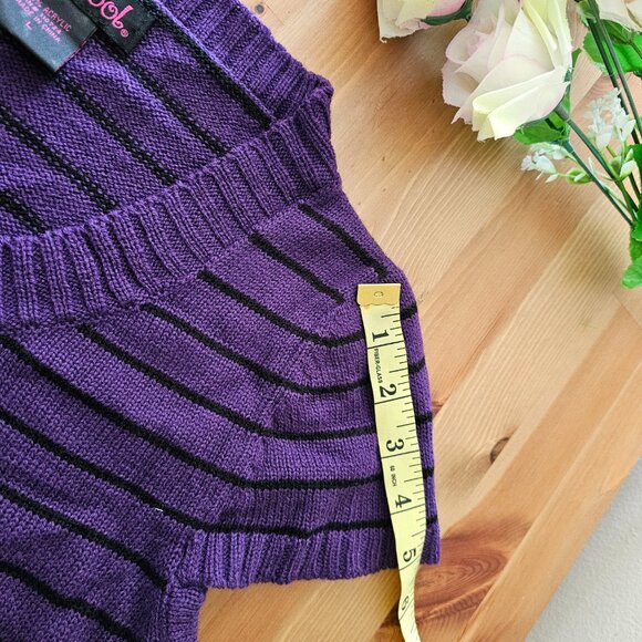 She's Cool -Women's Stripe Short Sleeve Shirt Dress Crew Neck Size L - Picture 4 of 8